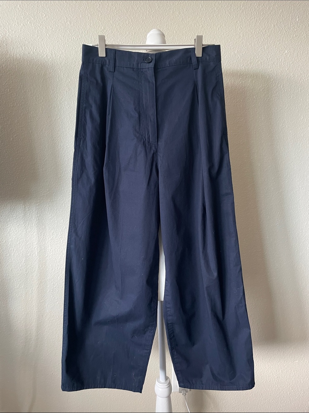 COS Navy Cotton Cropped Barrel Leg Utility Pants EU 34 - Picture 2 of 9